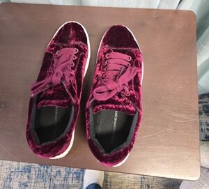 Rebecca Minkoff Velvet Sneakers in Rich Burgundy